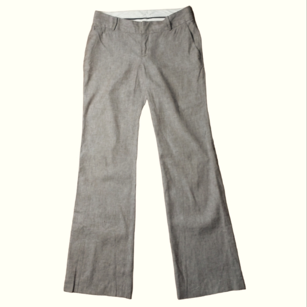 Banana Republic Stretch Flax Linen Pinstripe Trousers Martin Fit Size 6